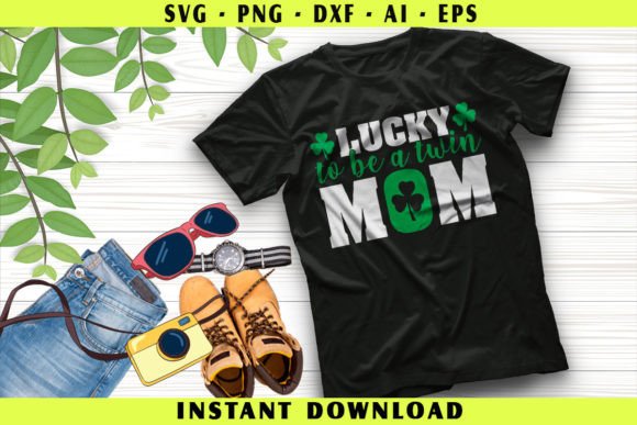 Lucky to Be a Twin Mom Graphics for Crafts